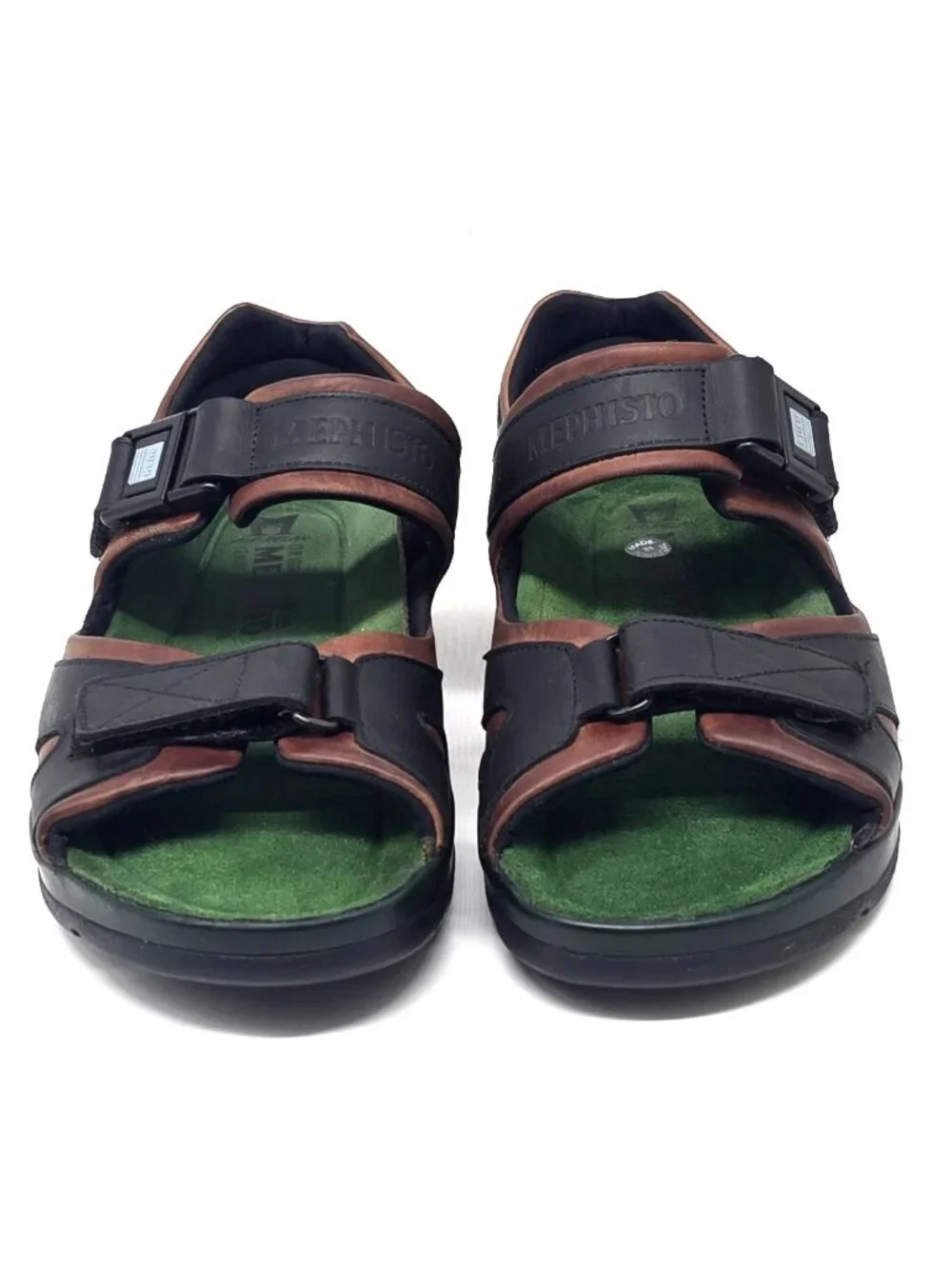 Mephisto Shark Smooth Leather Brown Black Sandals Men's Size US 9 EU 43